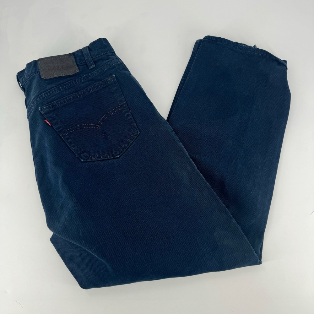 Vintage Levis 554 Relaxed Fit Straight Leg Jeans Navy Blue Made in USA 36x30